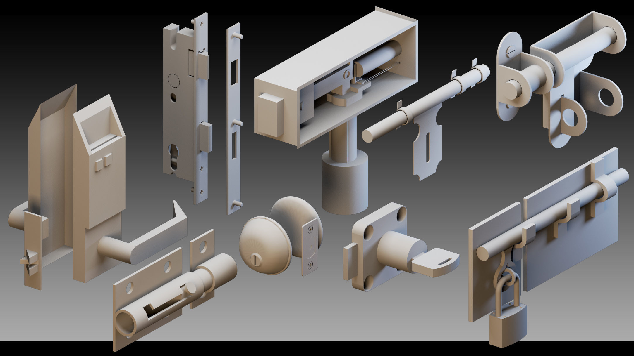 120 Keys and Locks- High detail 3d models 3D model_10