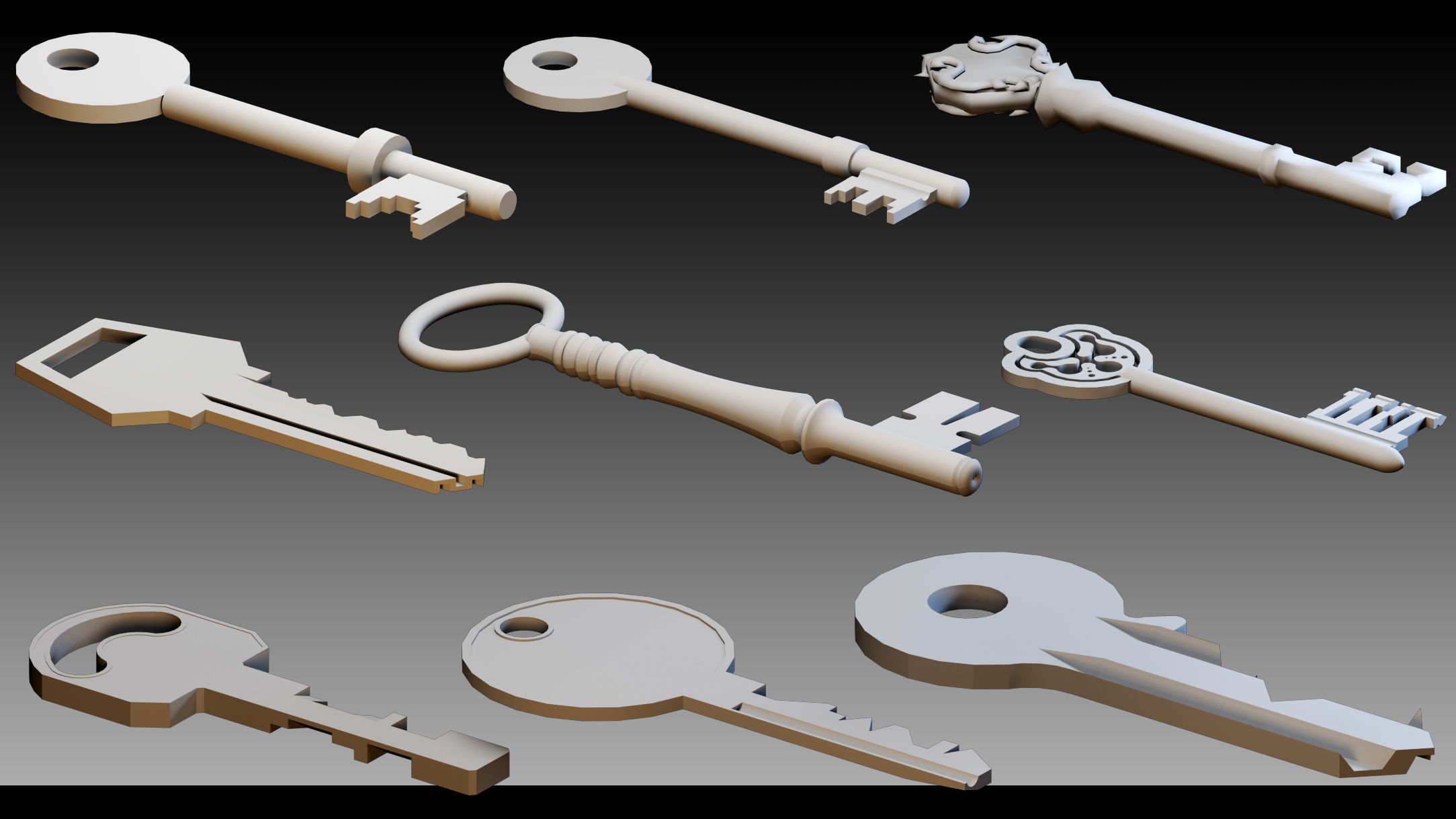 120 Keys and Locks- High detail 3d models 3D model_6