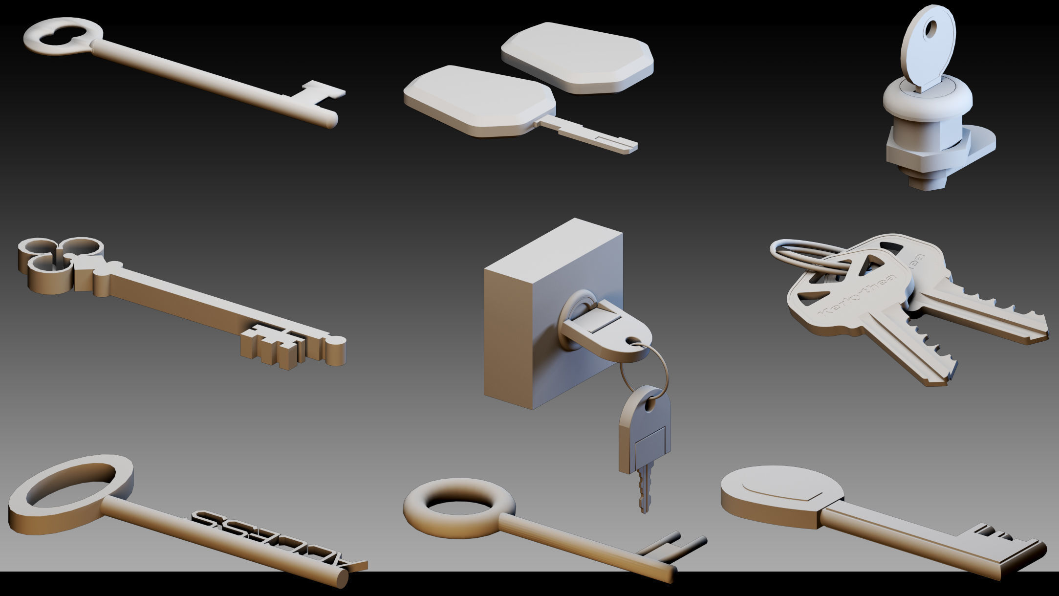 120 Keys and Locks- High detail 3d models 3D model_1