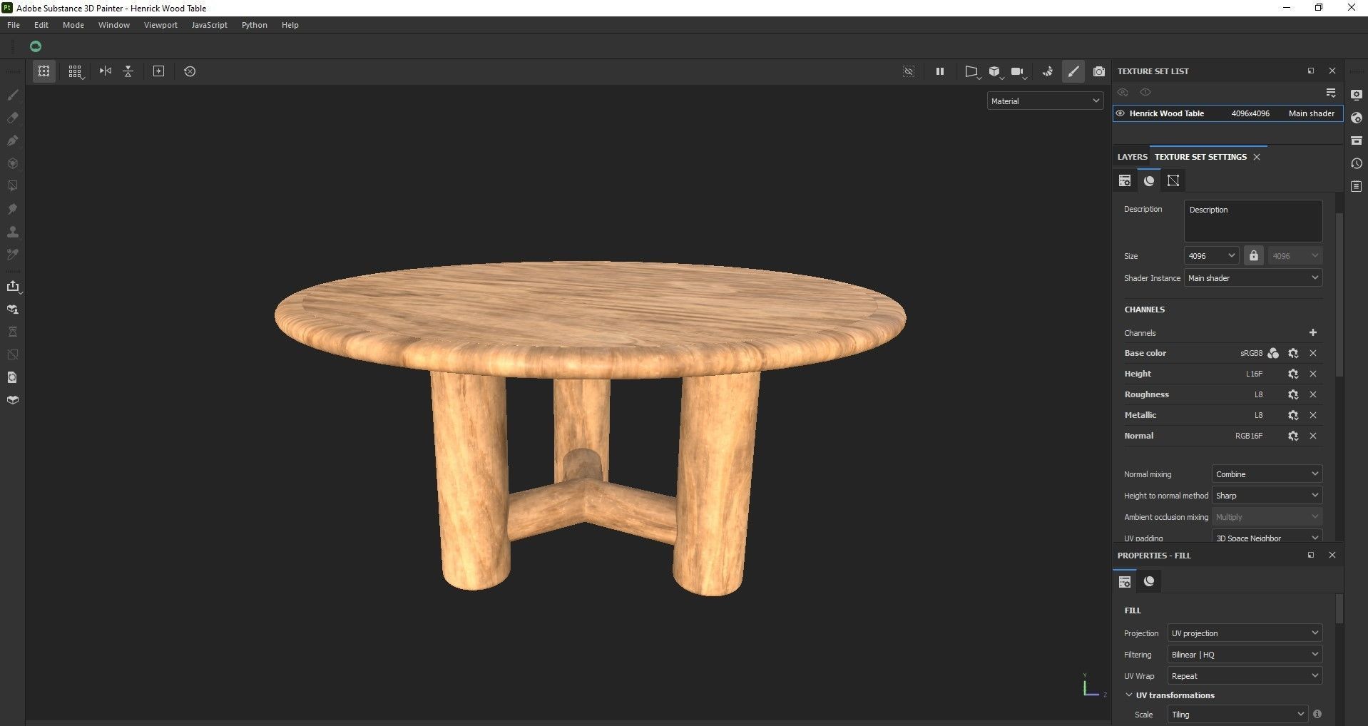 Round table - Dining table - Wooden table Low-poly 3D model_24