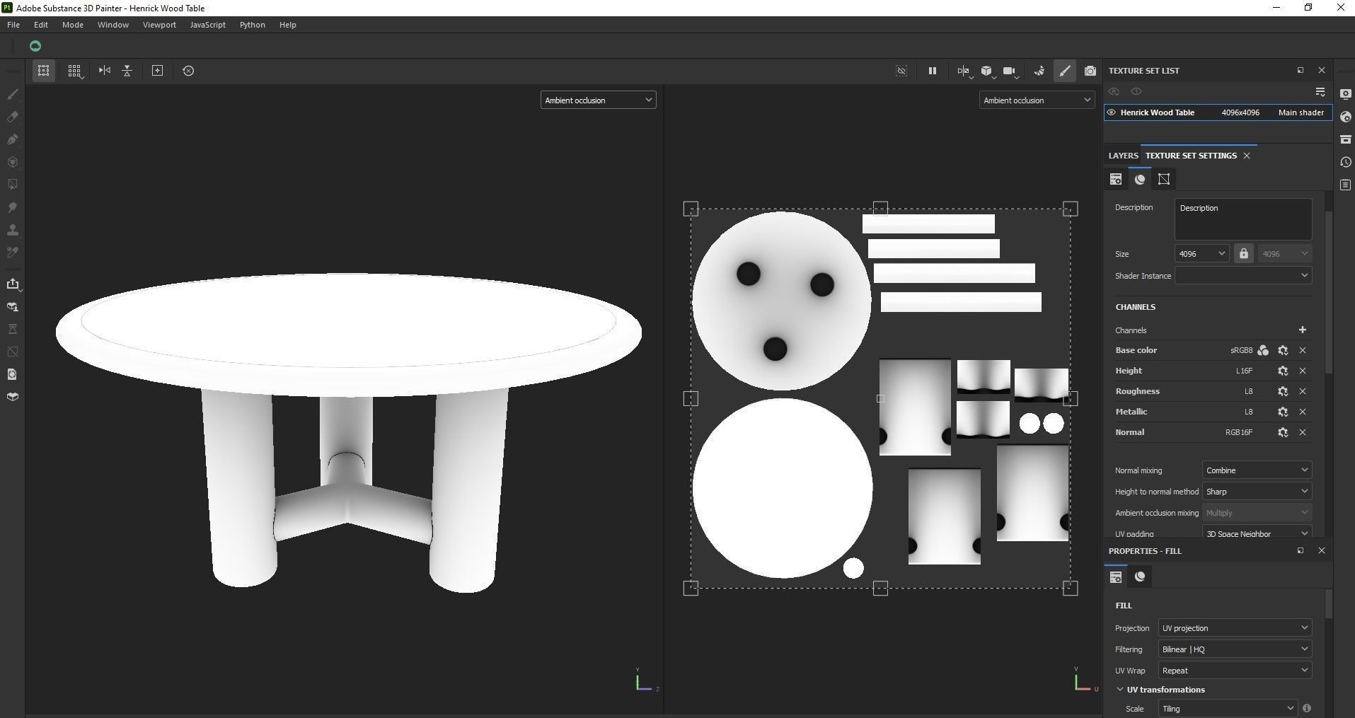 Round table - Dining table - Wooden table Low-poly 3D model_10