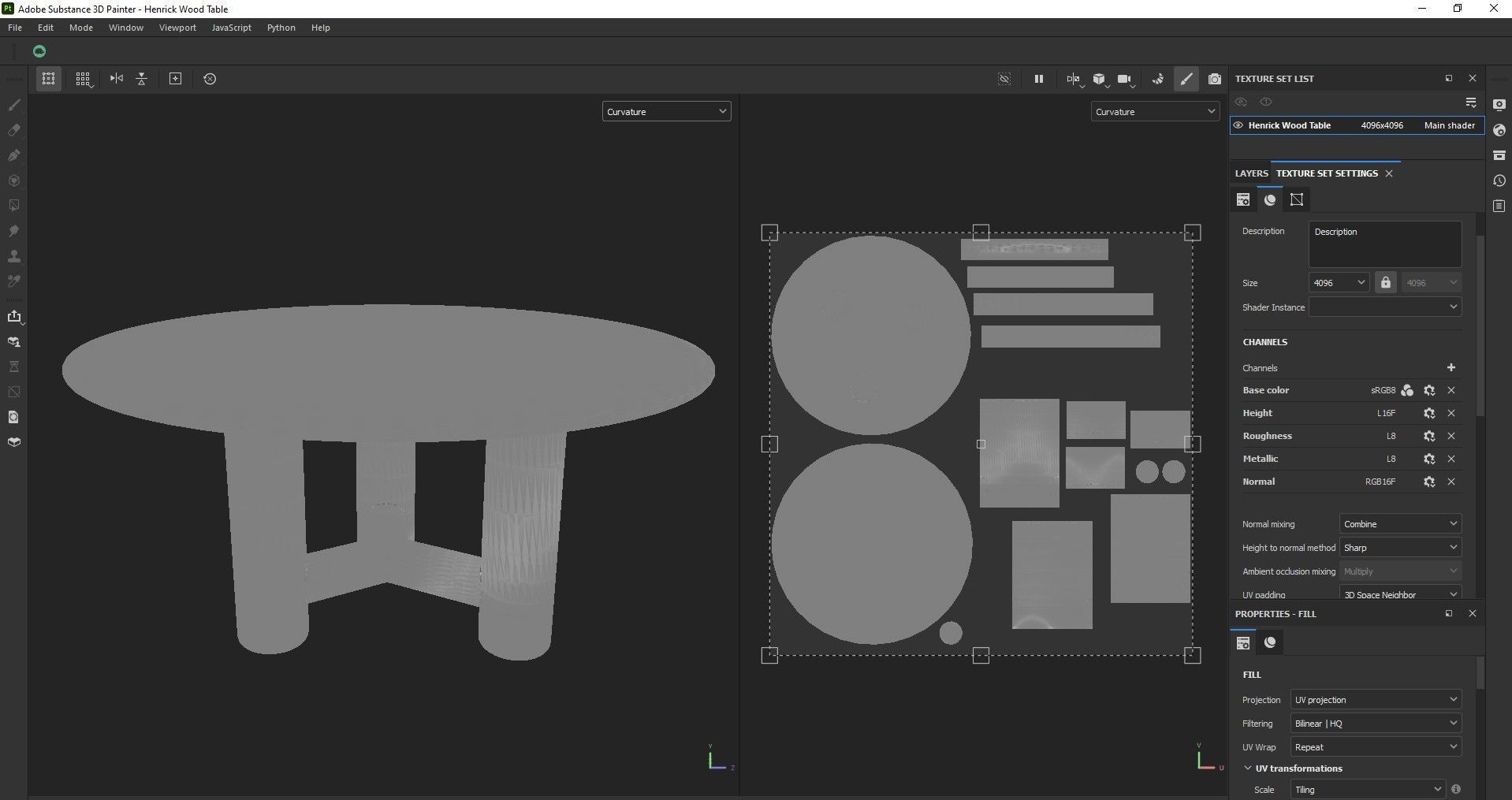 Round table - Dining table - Wooden table Low-poly 3D model_11