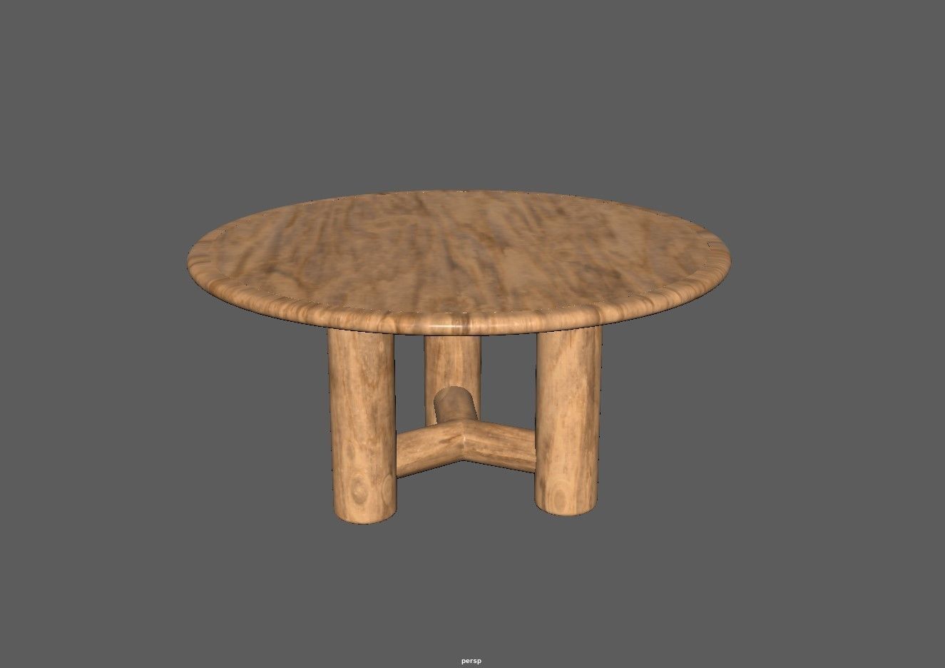 Round table - Dining table - Wooden table Low-poly 3D model_5