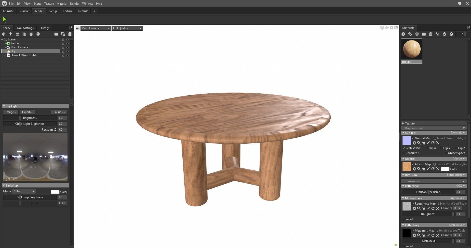 Round table - Dining table - Wooden table Low-poly 3D model_15