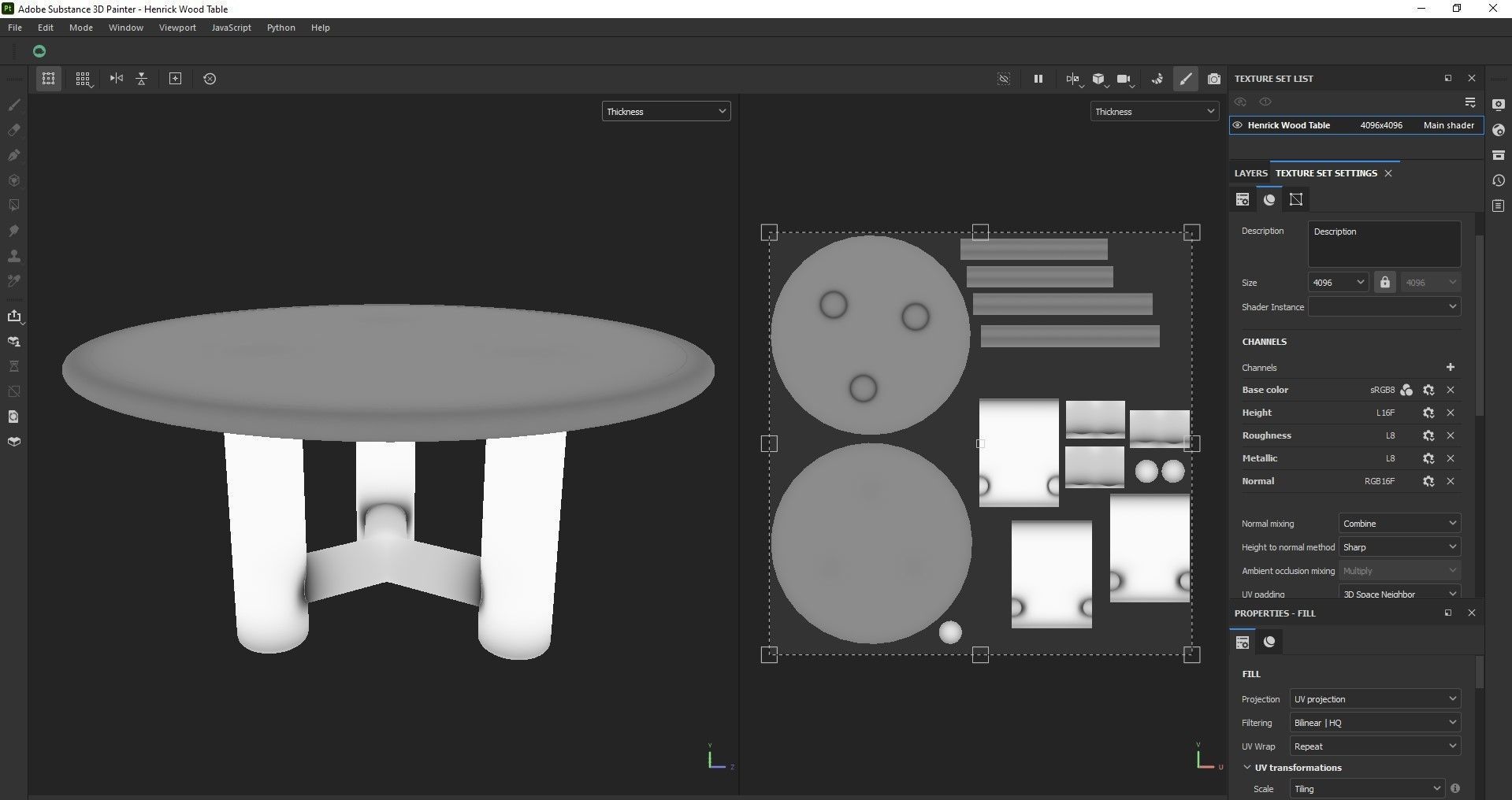 Round table - Dining table - Wooden table Low-poly 3D model_13