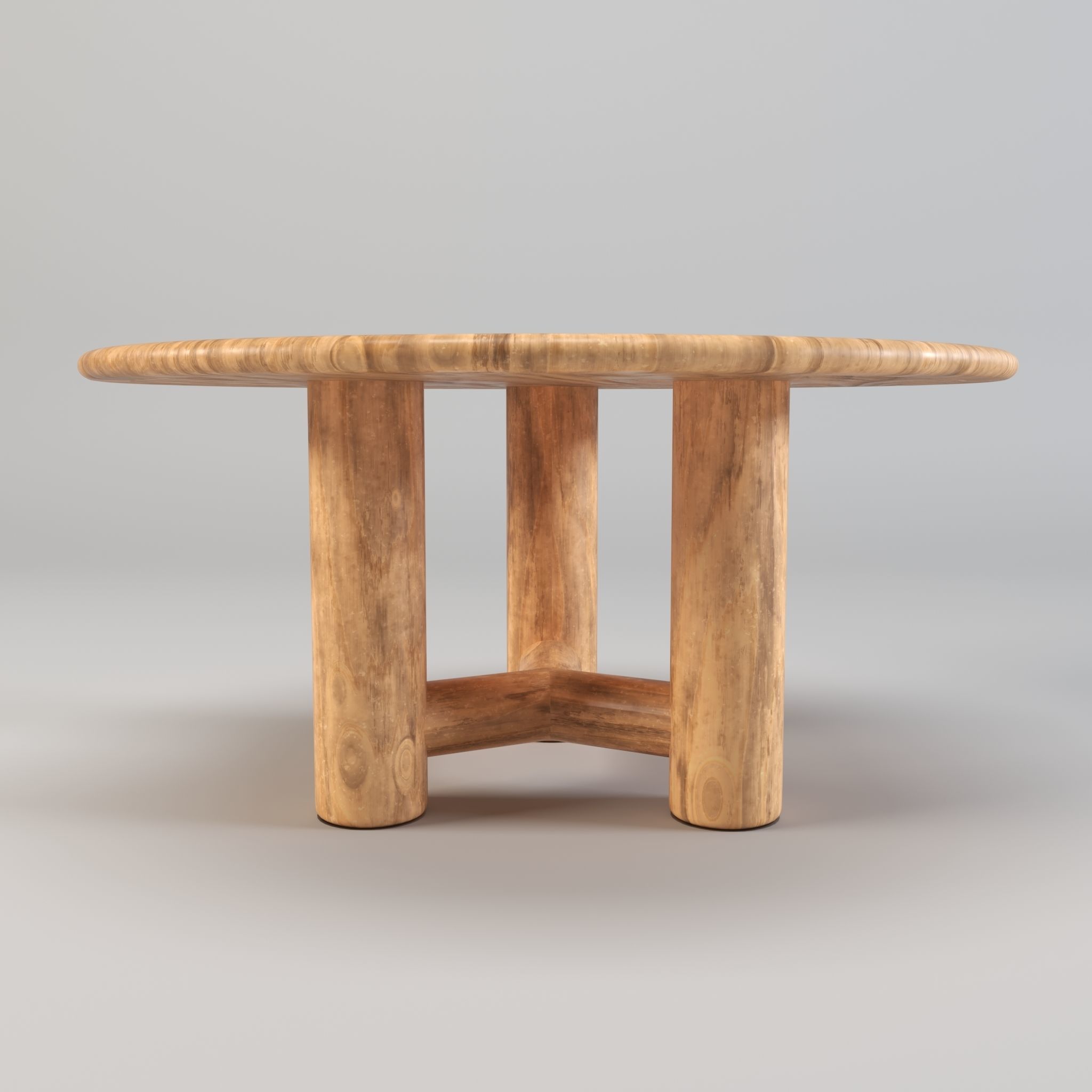 Round table - Dining table - Wooden table Low-poly 3D model_2