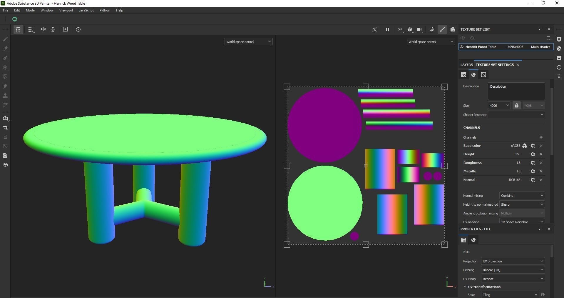 Round table - Dining table - Wooden table Low-poly 3D model_8