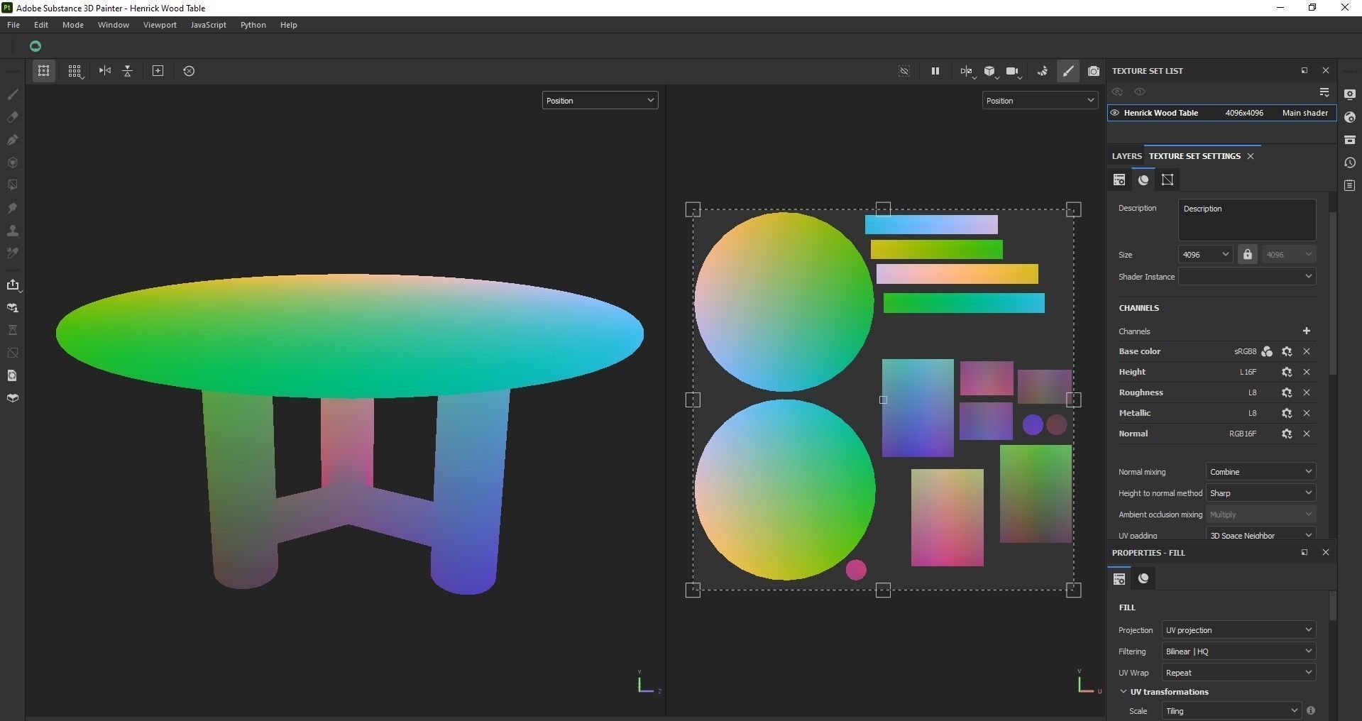 Round table - Dining table - Wooden table Low-poly 3D model_12