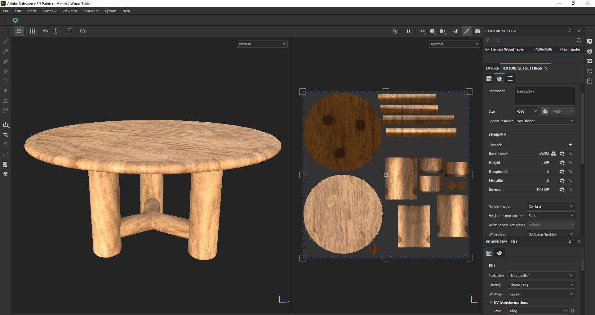 Round table - Dining table - Wooden table Low-poly 3D model_6