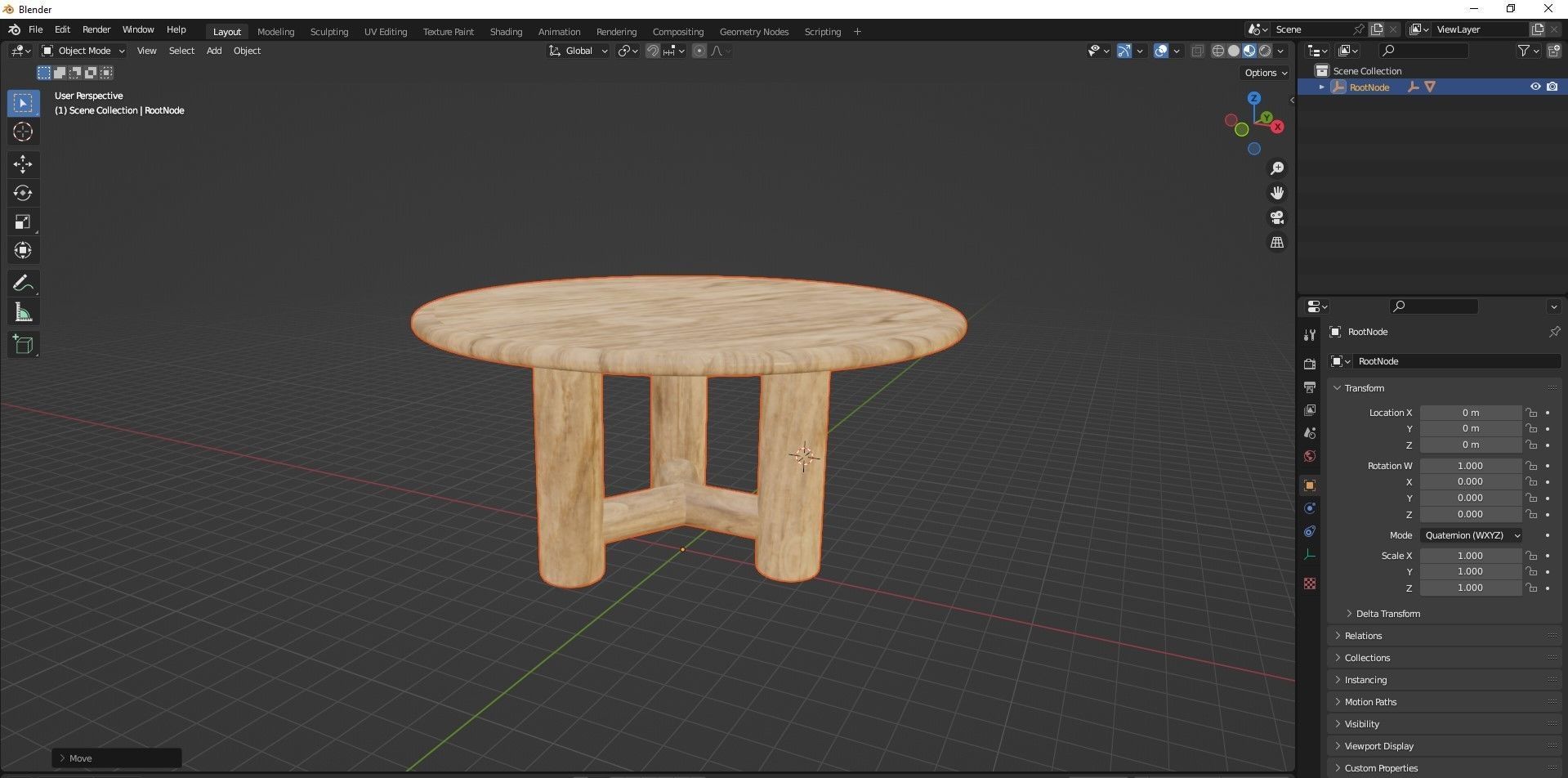 Round table - Dining table - Wooden table Low-poly 3D model_17