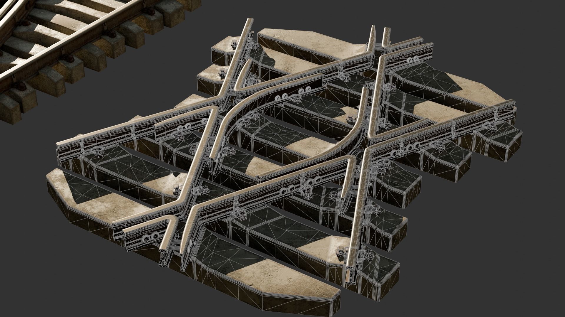 High Poly Modular Railway Pack 3D model_9