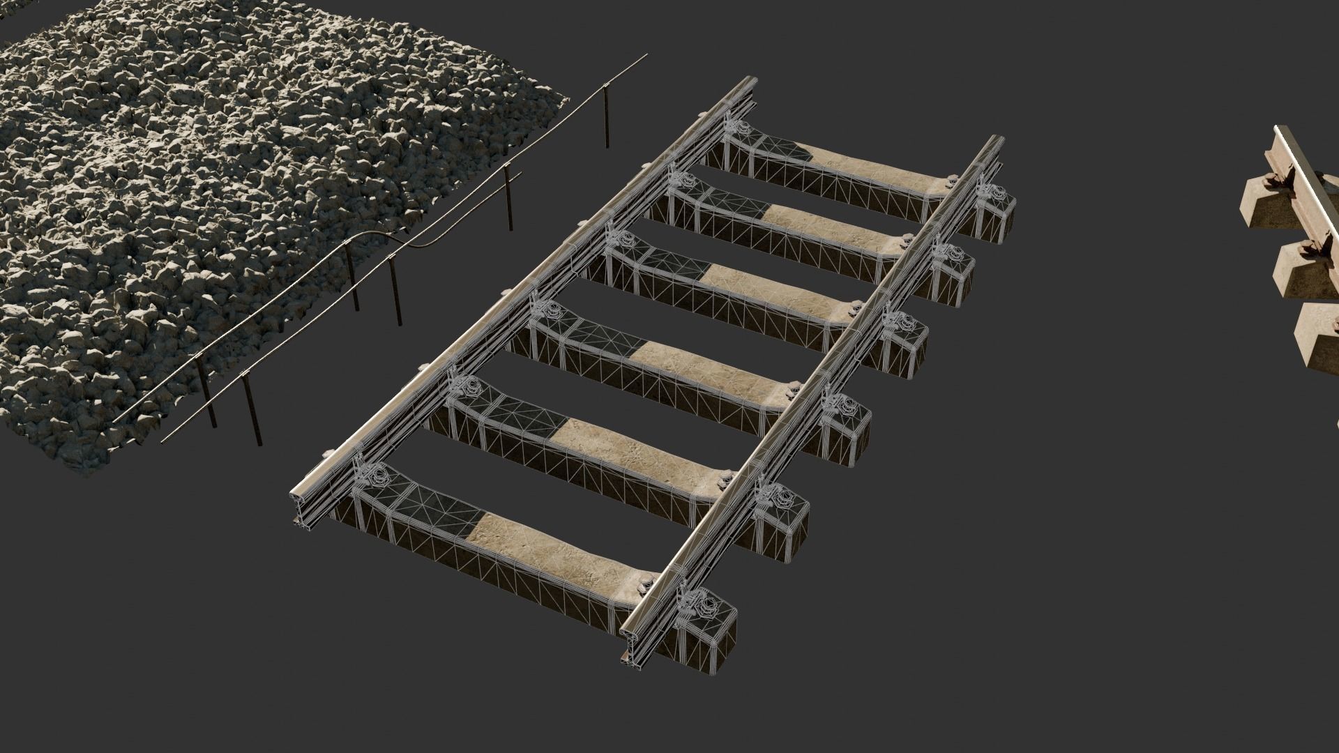 High Poly Modular Railway Pack 3D model_6