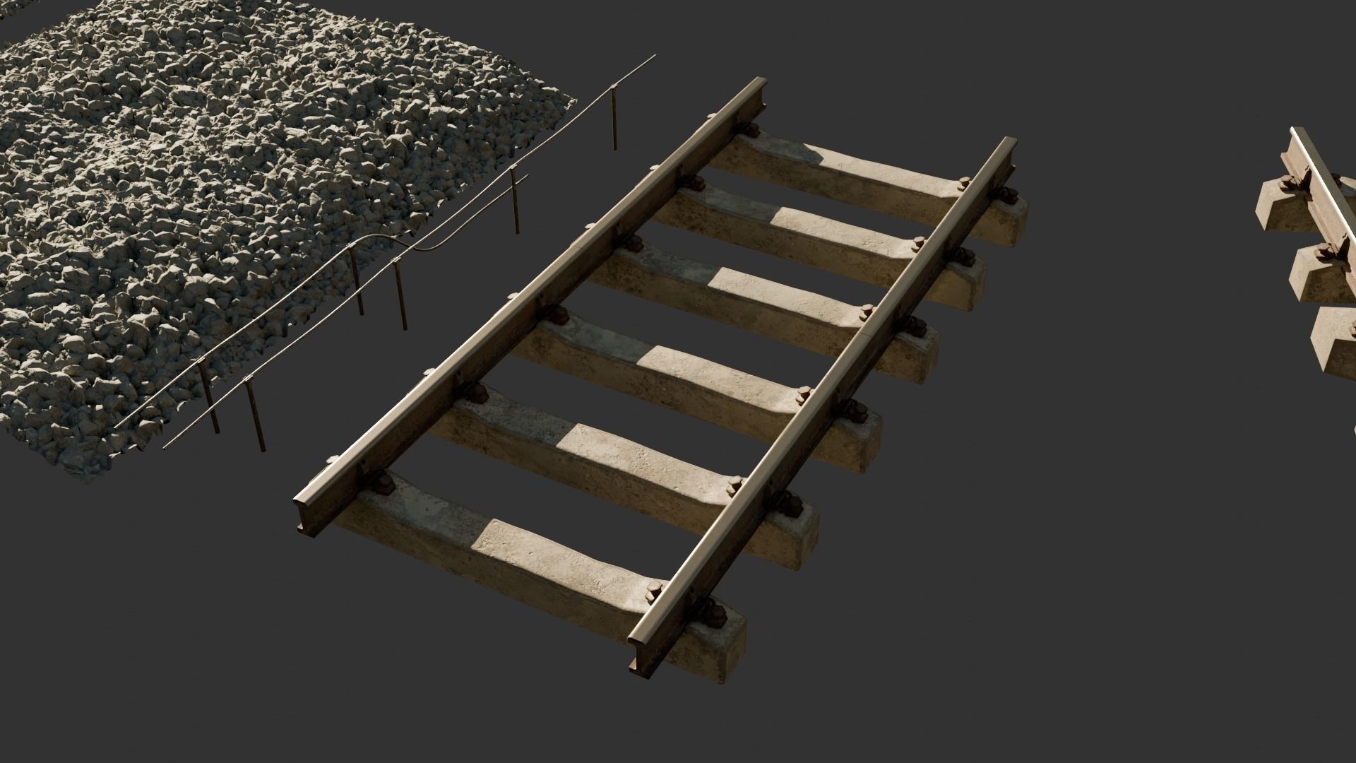 High Poly Modular Railway Pack 3D model_2