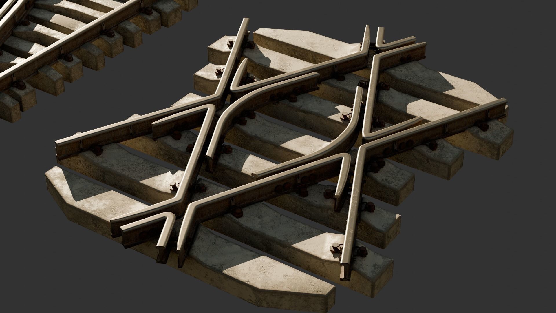 High Poly Modular Railway Pack 3D model_5