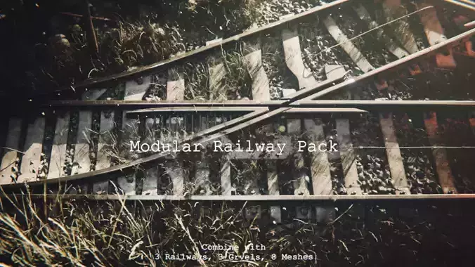 High Poly Modular Railway Pack 3D model