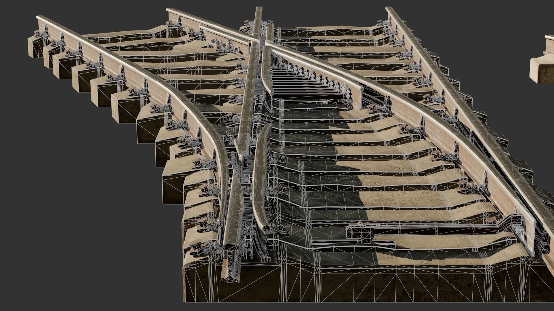 High Poly Modular Railway Pack 3D model_7