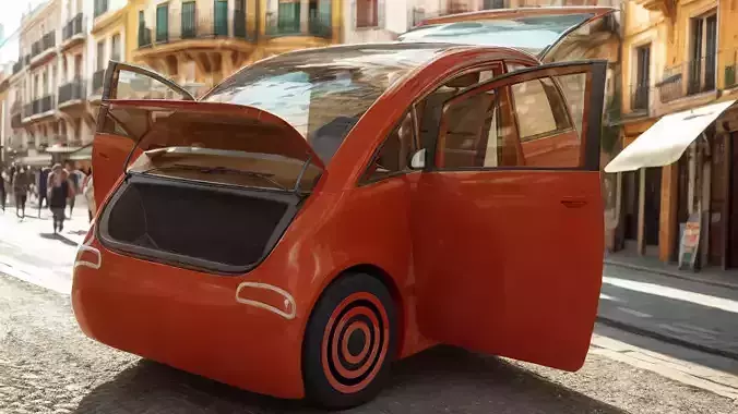 Tiny electric car Peripeteia red 3D model
