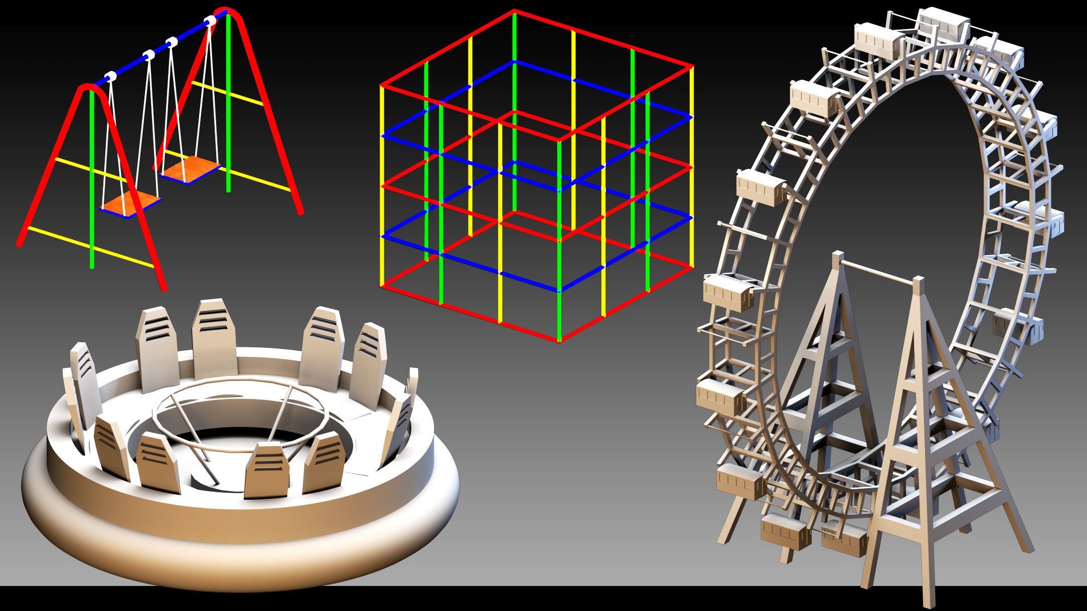 51 Funfair Objects- Vol 02- High detail 3d models 3D model_3