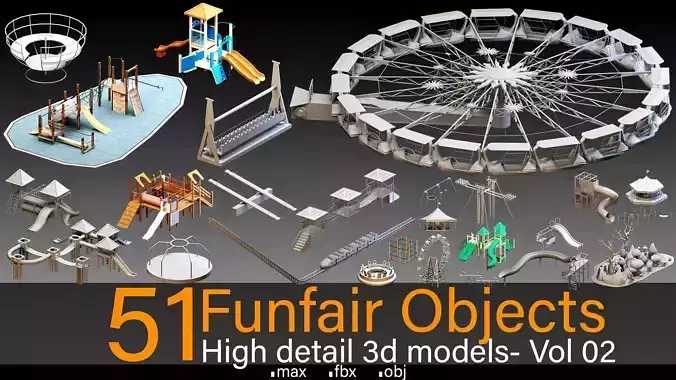 51 Funfair Objects- Vol 02- High detail 3d models