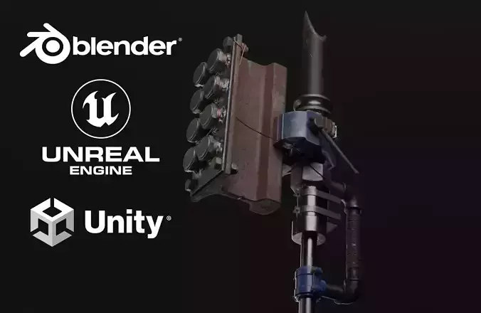 Post-Apo Sledge Hammer - Game Ready Low-poly 3D model
