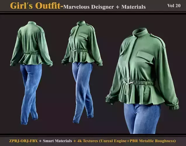 Girls Outfit- MD-Clo3d - Smart Material - Textures -OBJ - FBX