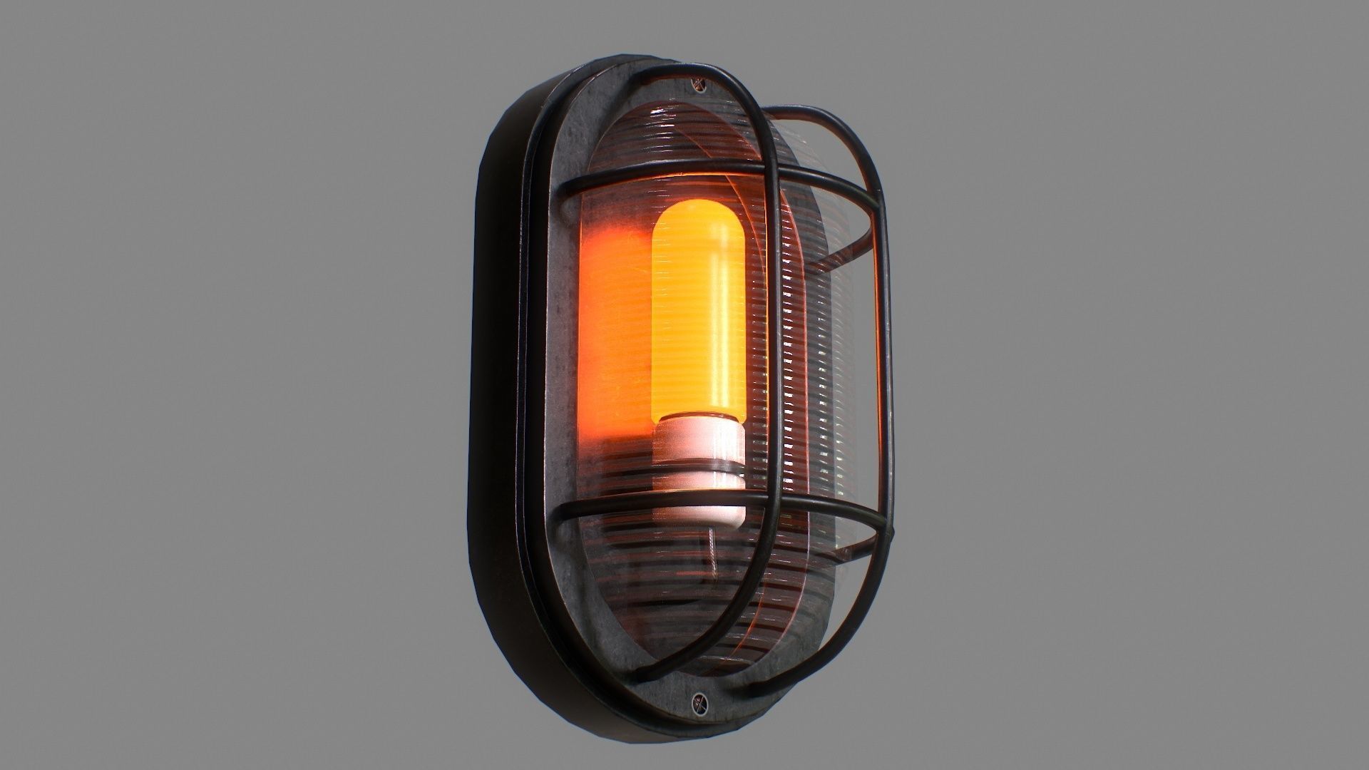 Industrial Wall Light Low-poly 3D model_7