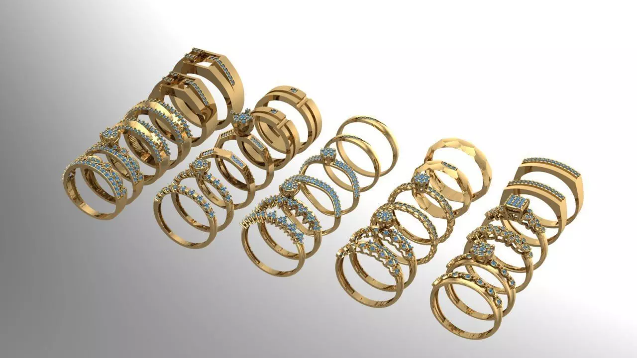 15 set of Couple rings 3D print model_0