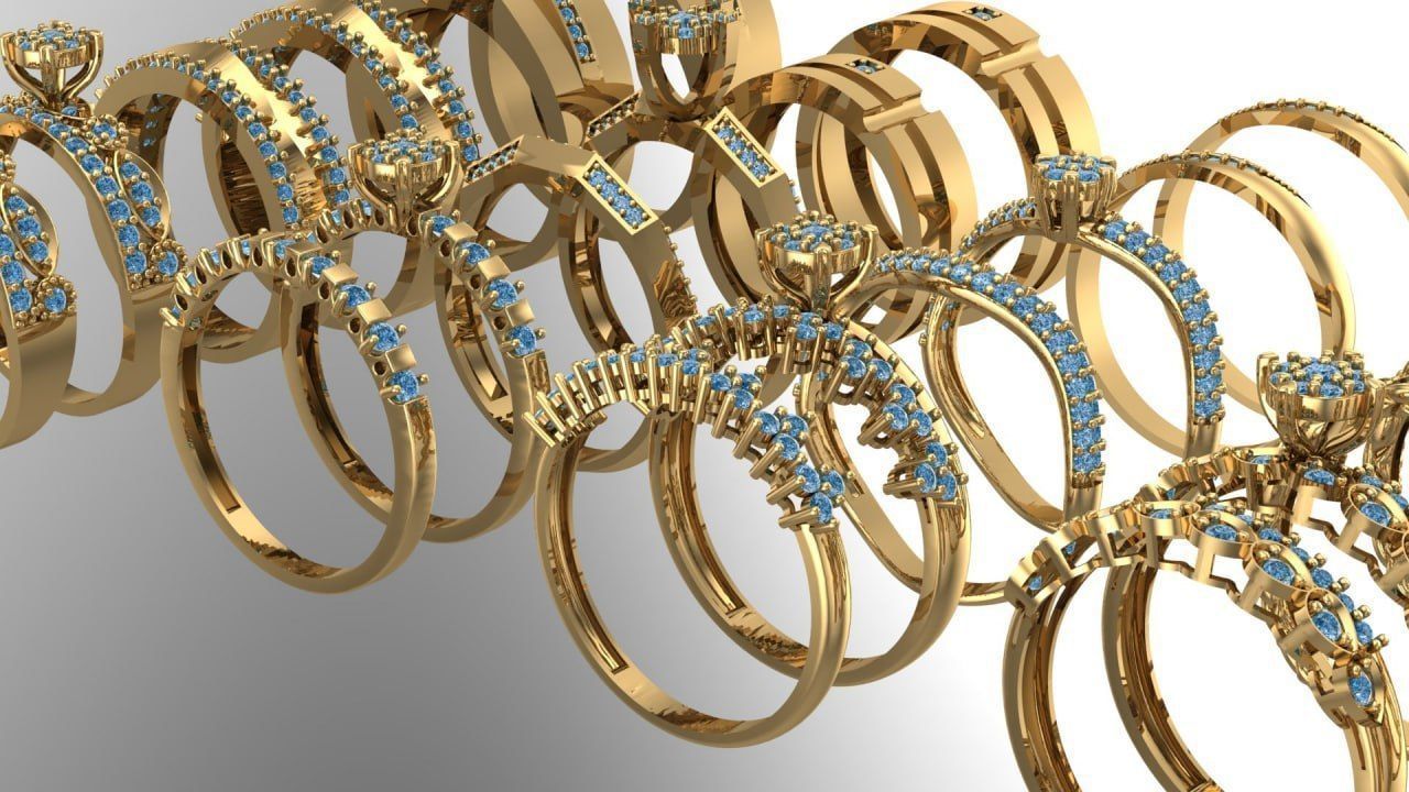 15 set of Couple rings 3D print model_3