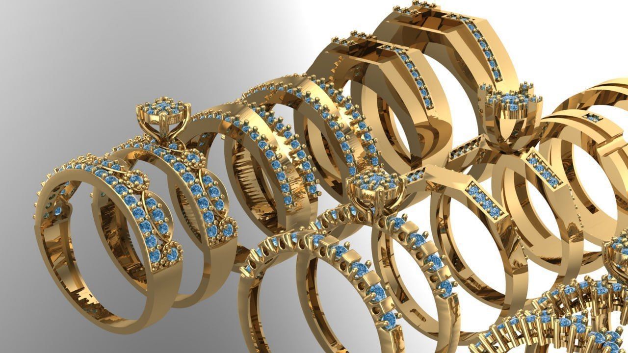 15 set of Couple rings 3D print model_4