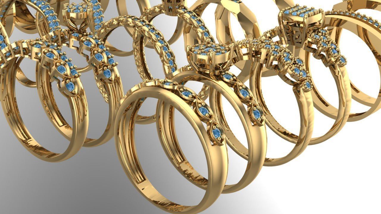 15 set of Couple rings 3D print model_1