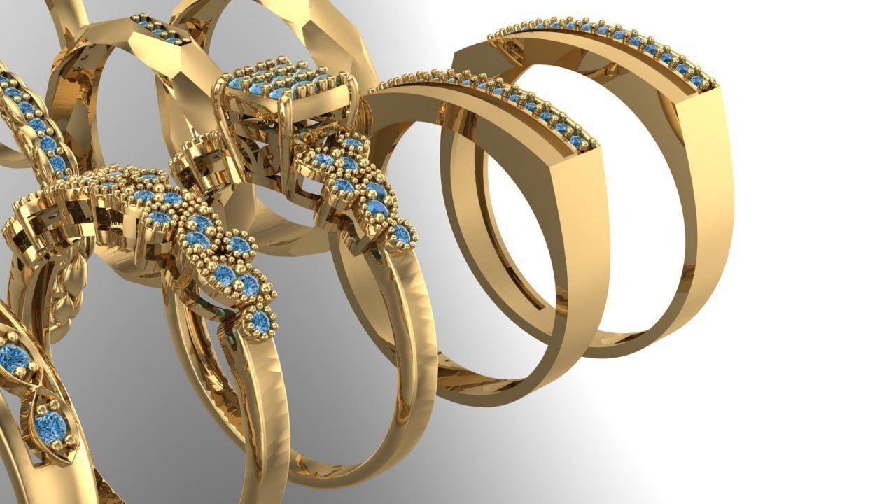 15 set of Couple rings 3D print model_2