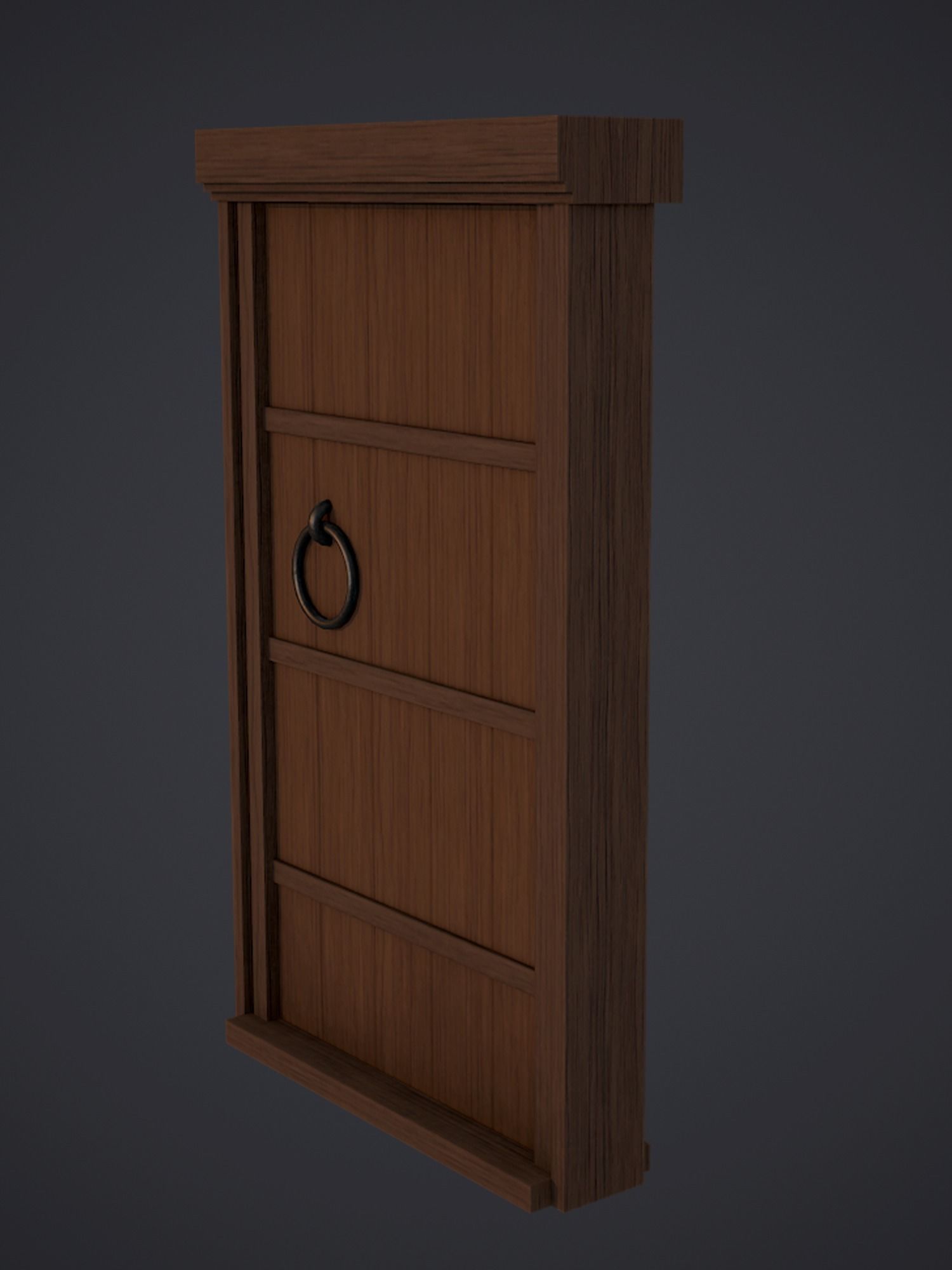 Medieval Rectangular Door Low-poly 3D model_5