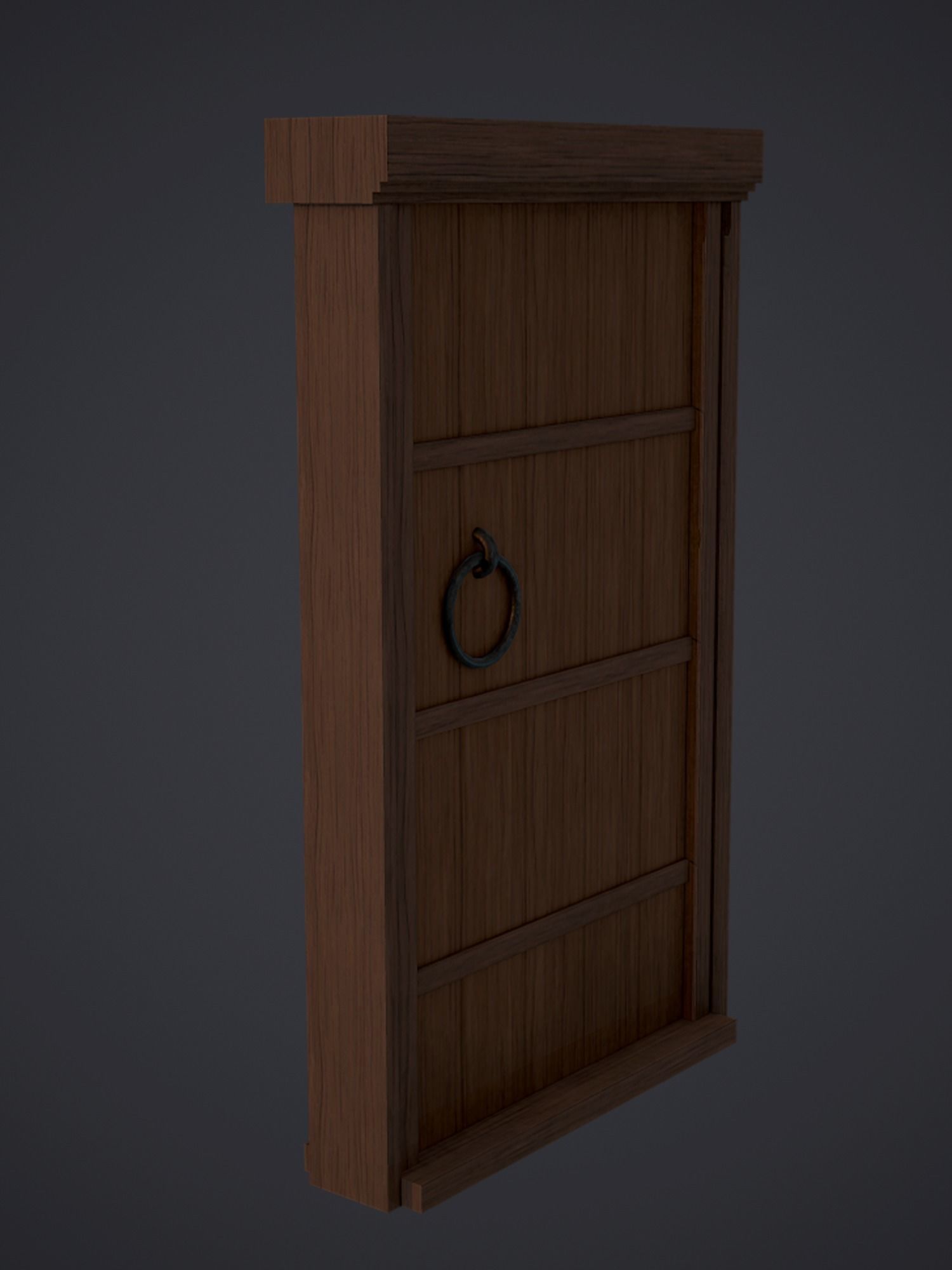 Medieval Rectangular Door Low-poly 3D model_4