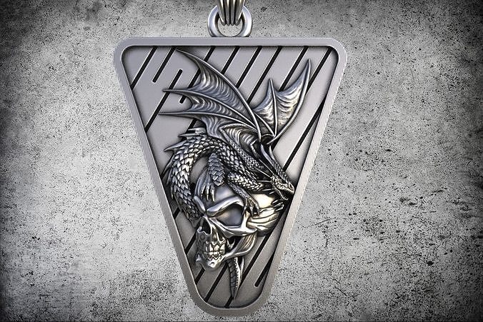 Dragon-skull pendant 3D print model