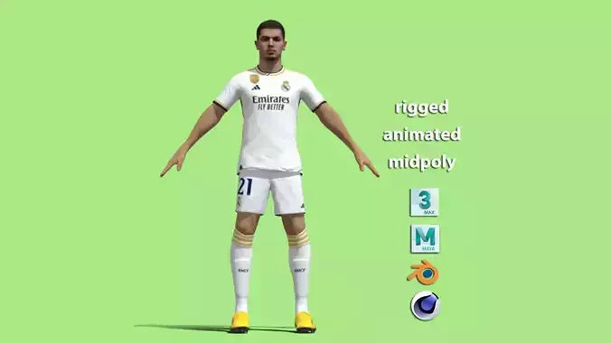 T-Pose Brahim Real Madrid 23-24 3D model T-Pose Brahim Real Madrid 23-24 3D model