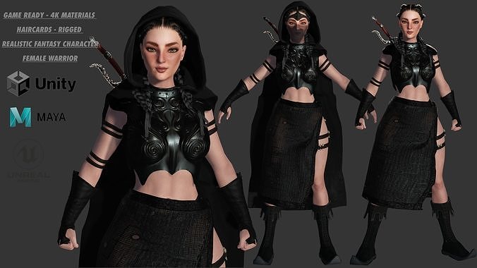 AAA 3D FANTASY CHARACTER - WARRIOR in HOODIE REALISTIC CHARACTER Low-poly 3D model