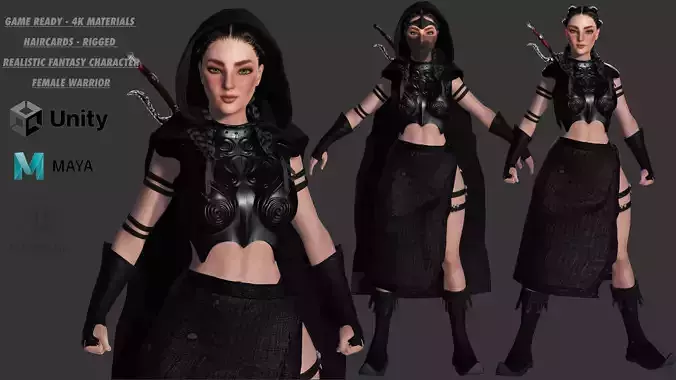 AAA 3D FANTASY CHARACTER - WARRIOR in HOODIE REALISTIC CHARACTER