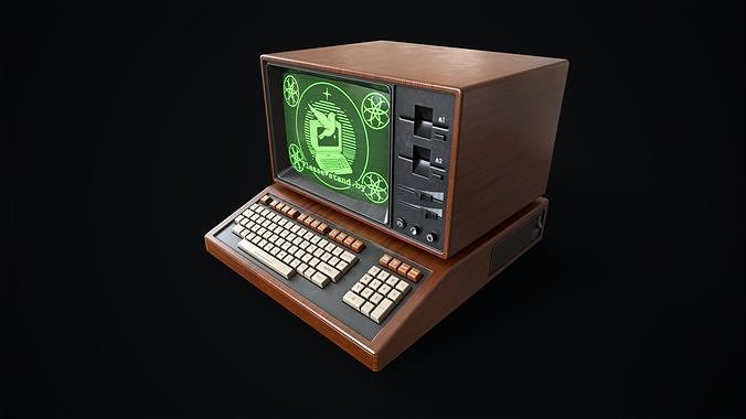 Retro computer Low-poly 3D model