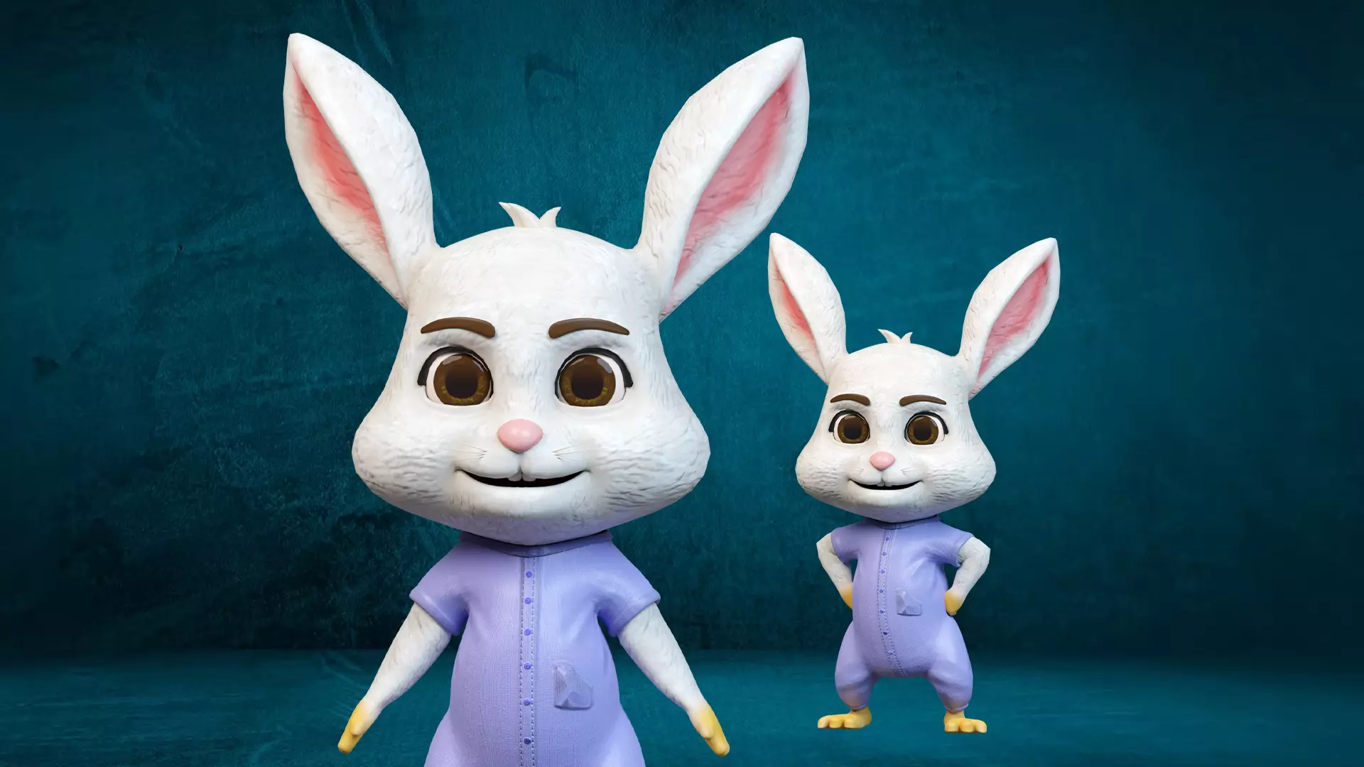 Cartoon Rabbit Rigged Low-poly 3D model_0