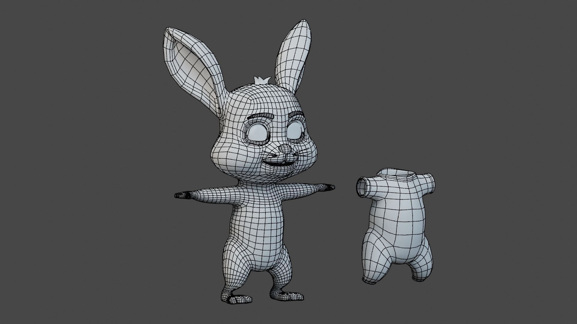 Cartoon Rabbit Rigged Low-poly 3D model_21