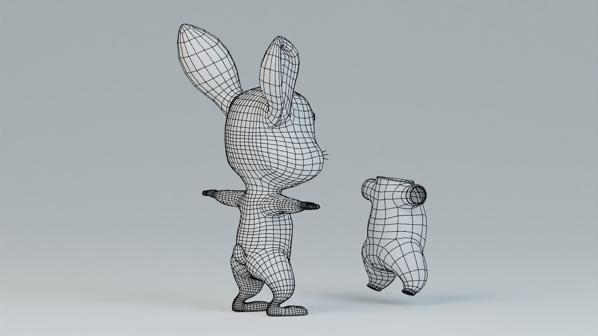 Cartoon Rabbit Rigged Low-poly 3D model_15