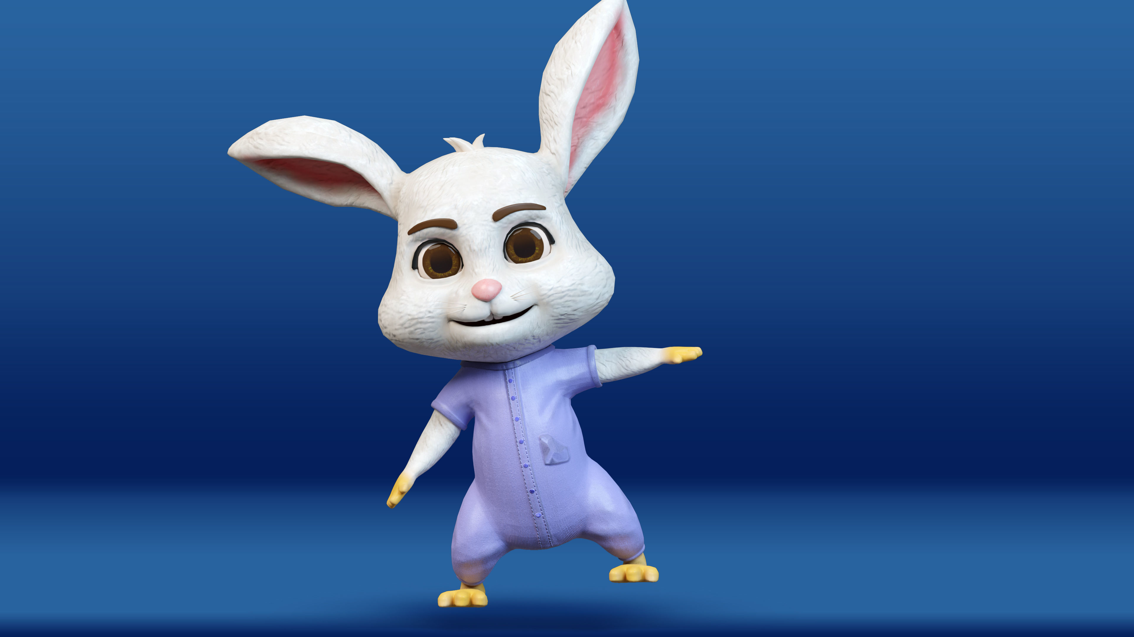 Cartoon Rabbit Rigged Low-poly 3D model_3