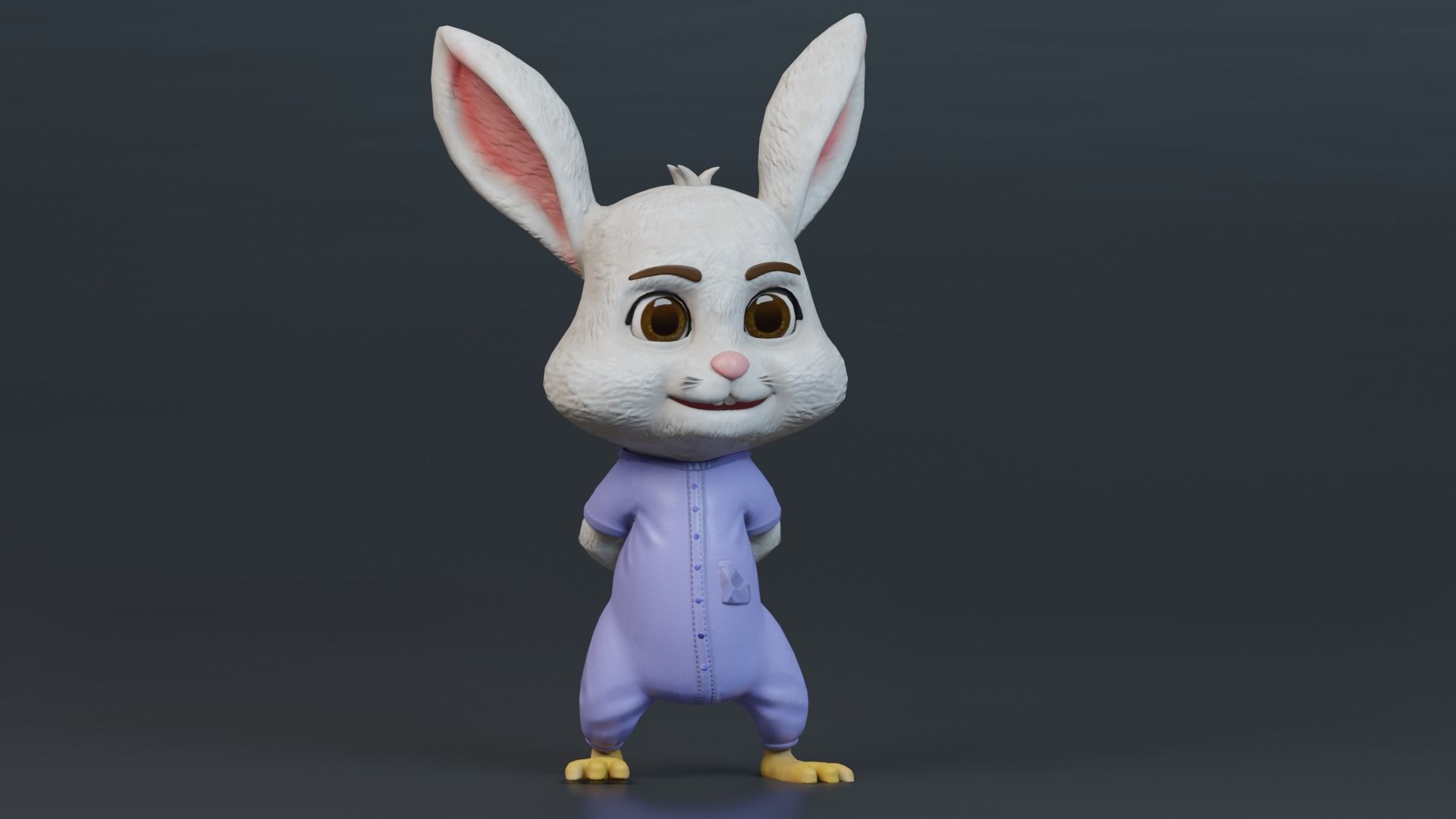 Cartoon Rabbit Rigged Low-poly 3D model_6