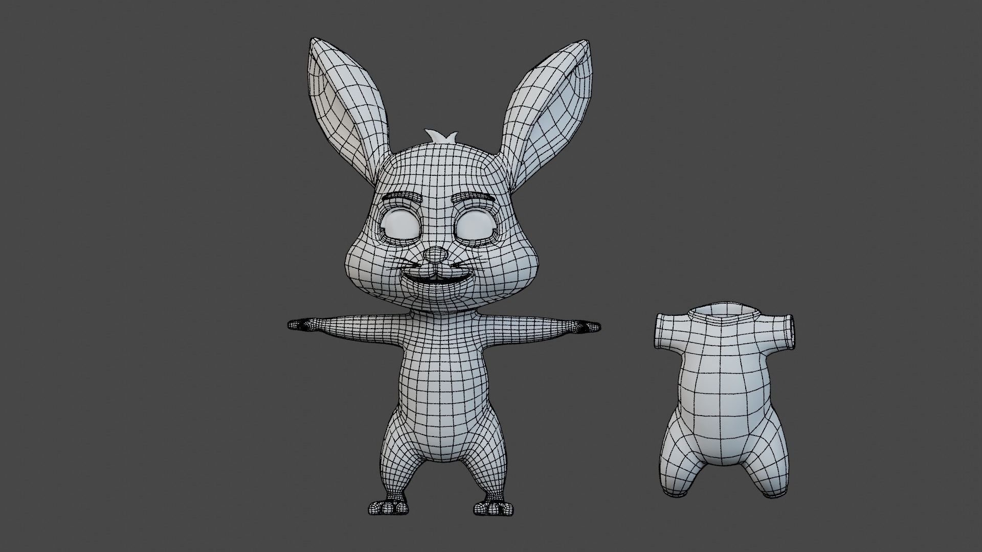 Cartoon Rabbit Rigged Low-poly 3D model_11