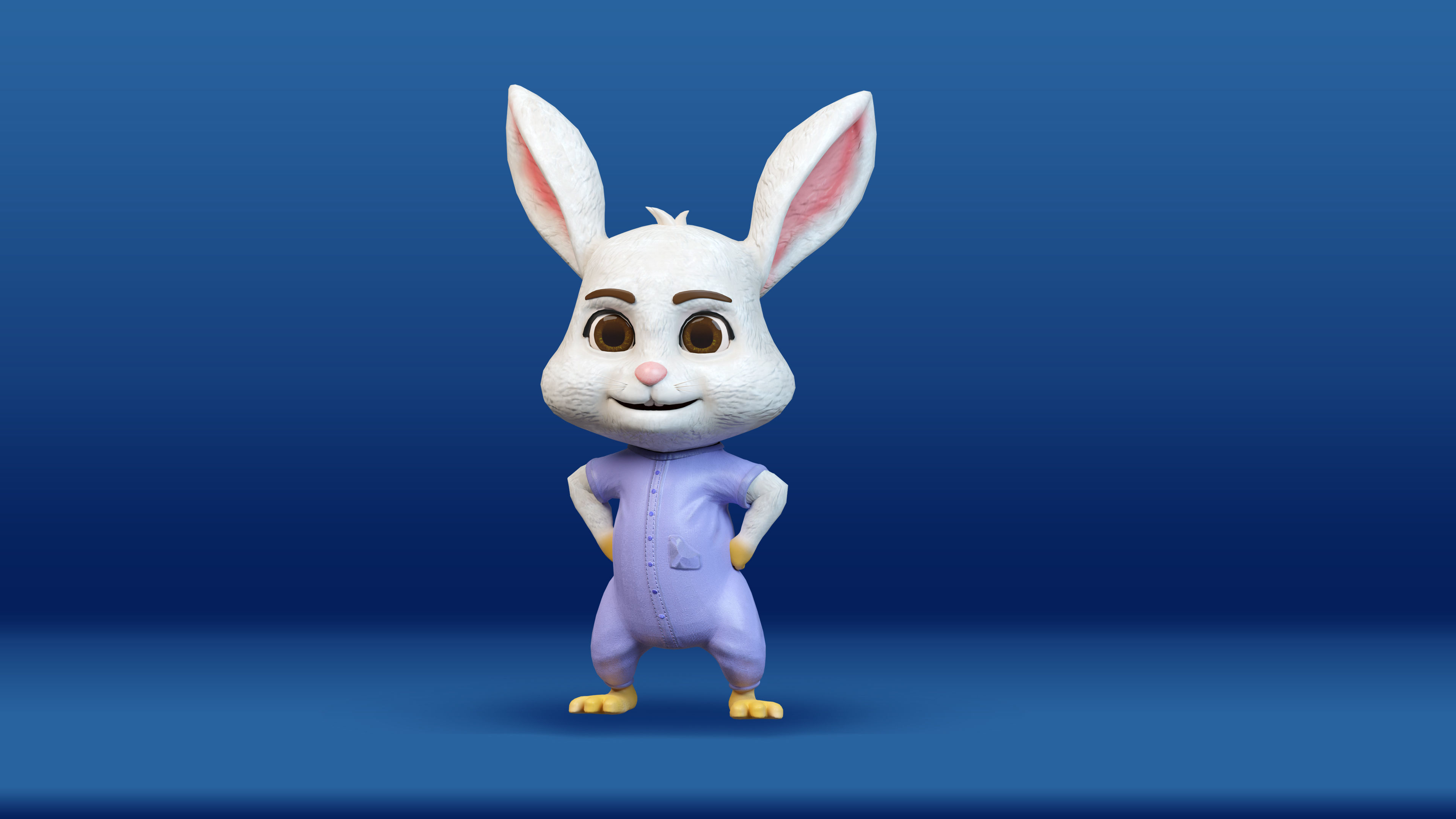 Cartoon Rabbit Rigged Low-poly 3D model_2