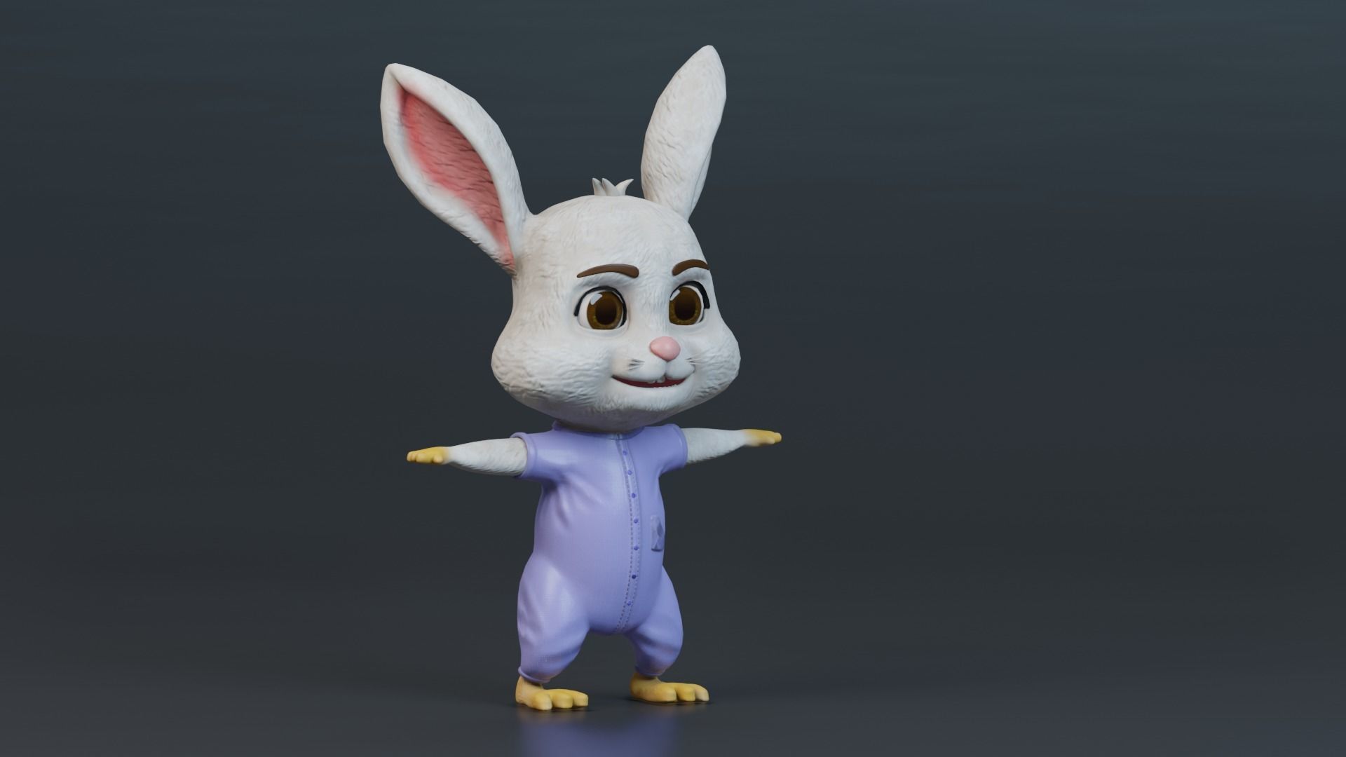 Cartoon Rabbit Rigged Low-poly 3D model_22