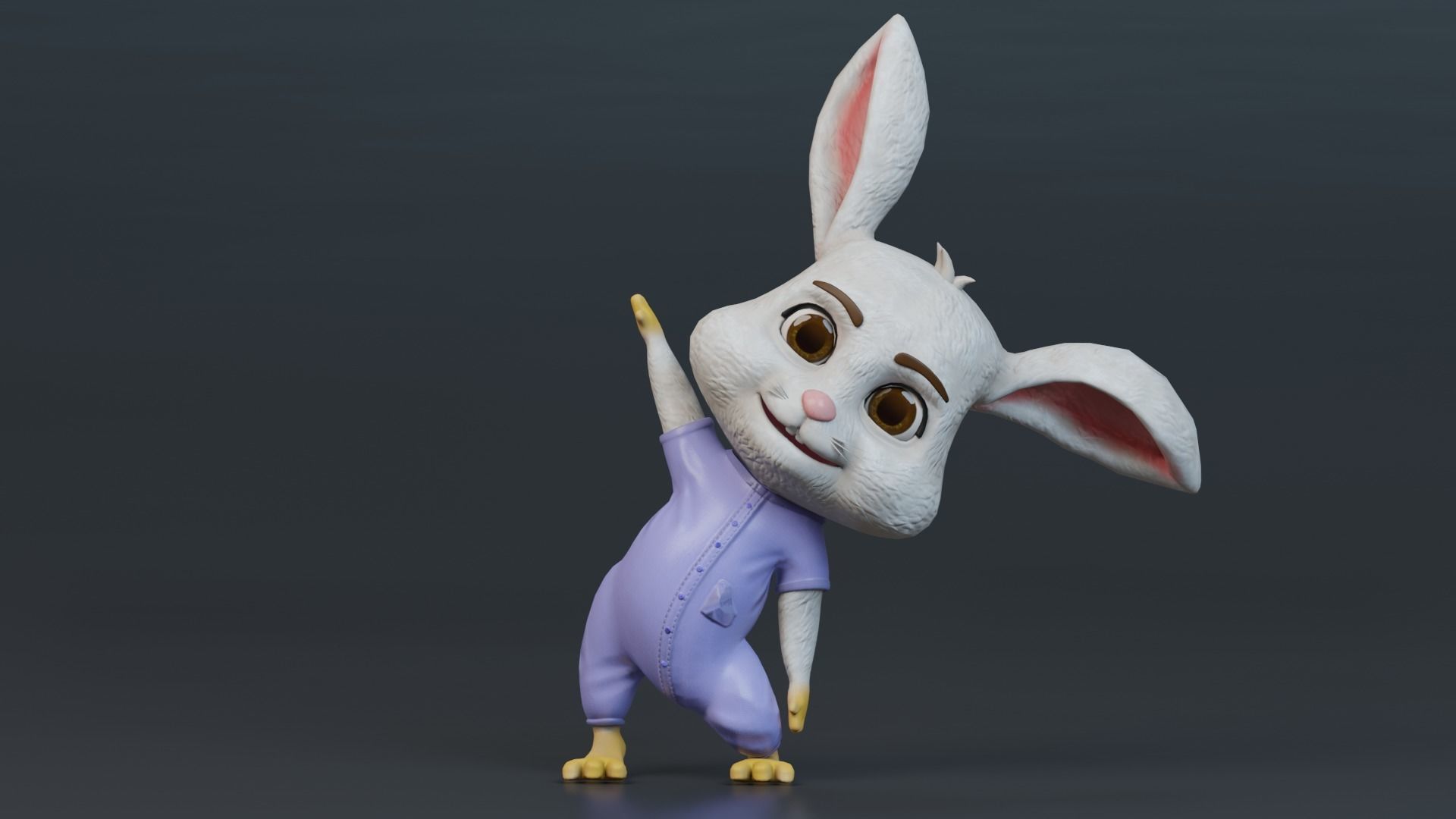 Cartoon Rabbit Rigged Low-poly 3D model_5