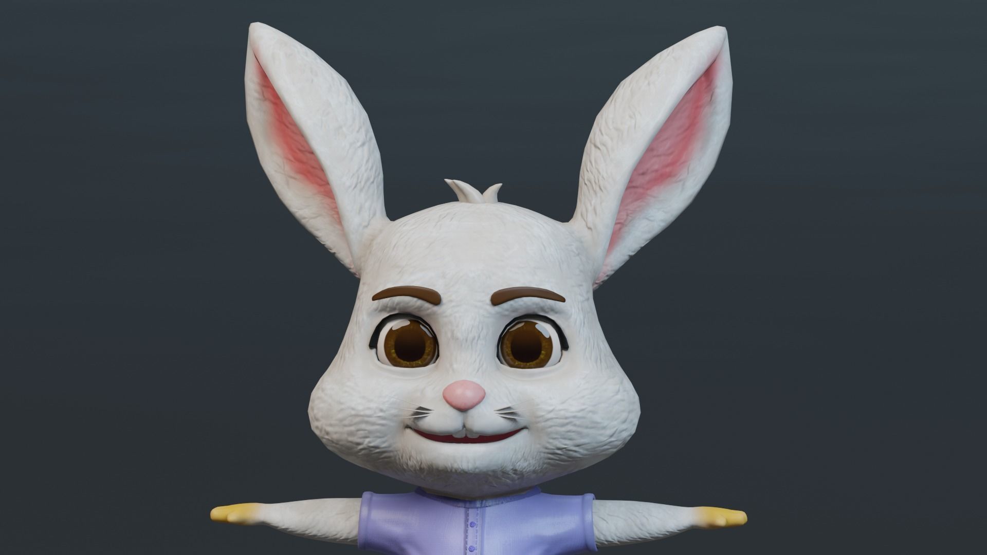 Cartoon Rabbit Rigged Low-poly 3D model_20