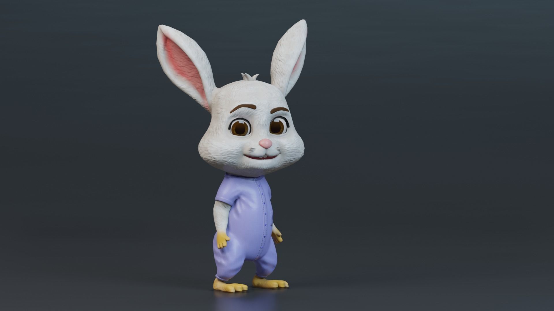 Cartoon Rabbit Rigged Low-poly 3D model_8