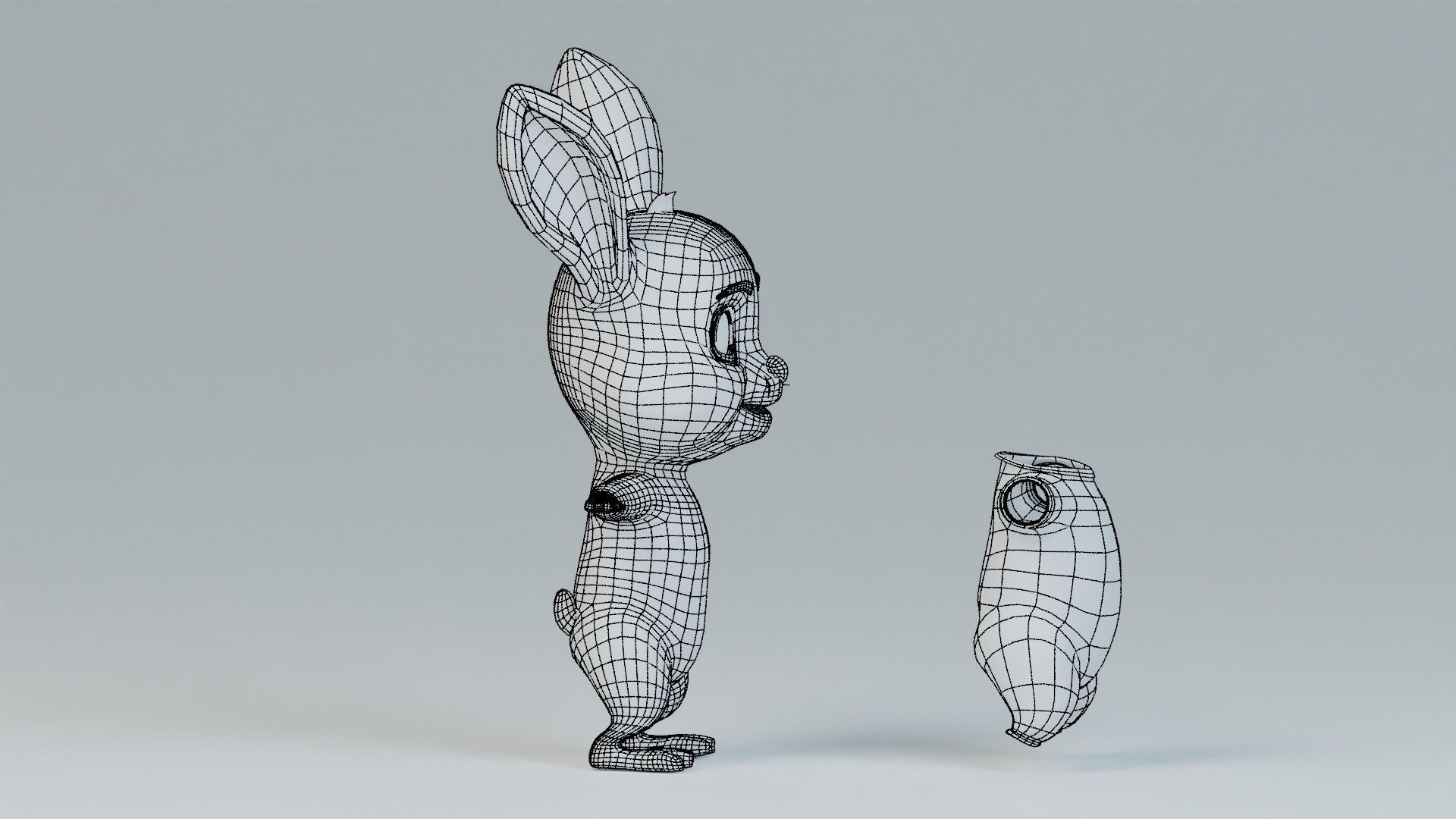 Cartoon Rabbit Rigged Low-poly 3D model_13